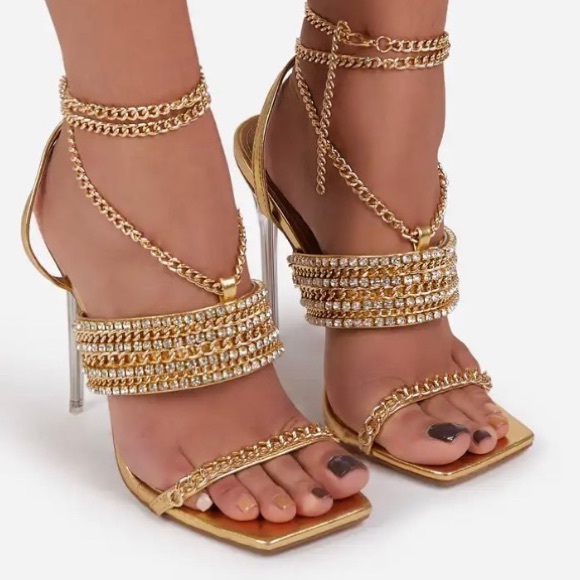 Gold chain detail heels - Picture 2 of 4